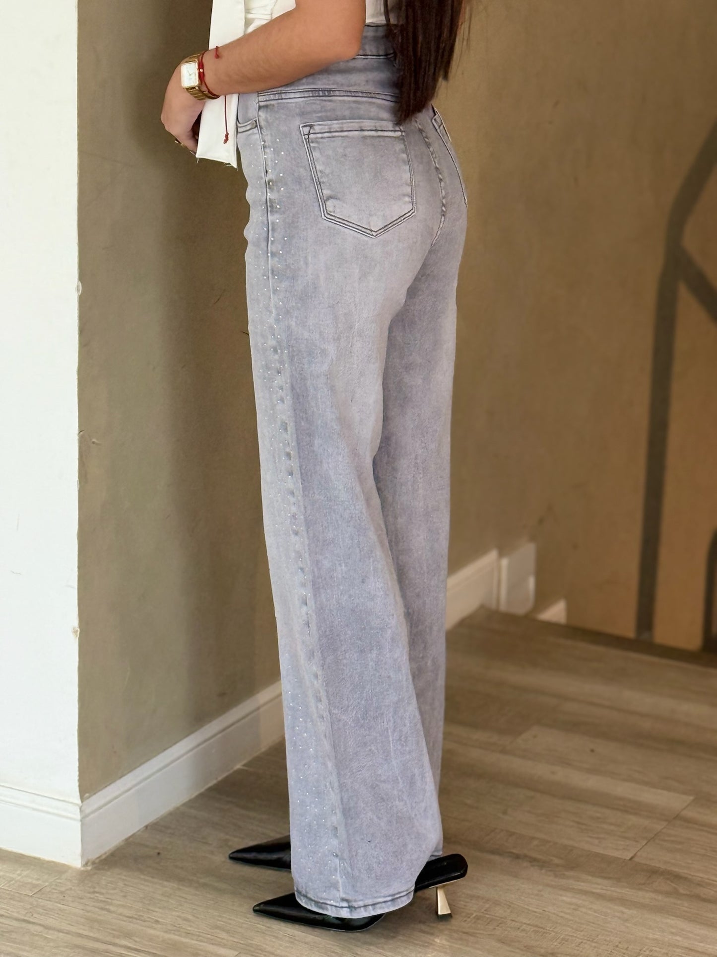 Pantalón Gris Brillante